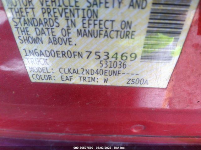 1N6AD0ER0FN753469 Nissan Frontier Sv