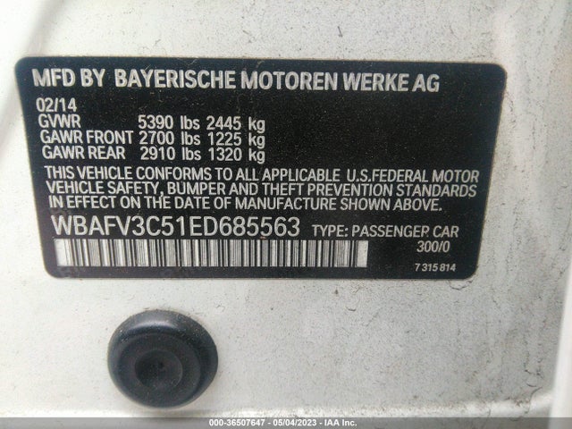 BMW 5 Series 535d Xdrive 2014 WBAFV3C51ED685563 Image 9
