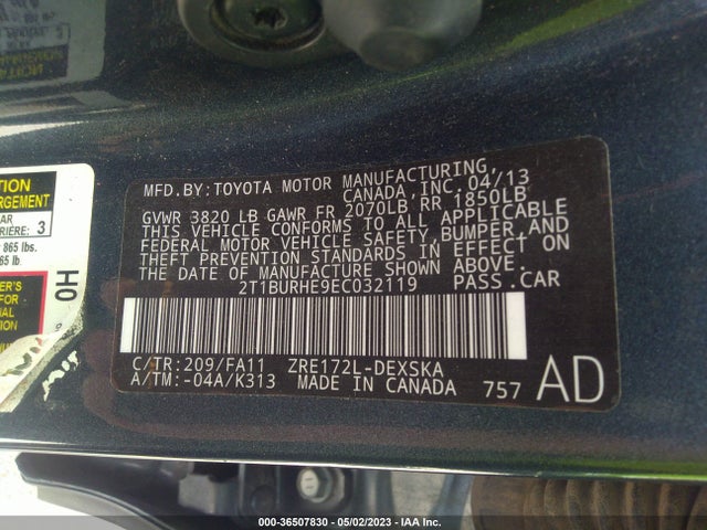 Toyota Corolla L/le/s/s Plus/le Plus 2014 2T1BURHE9EC032119 Image 10