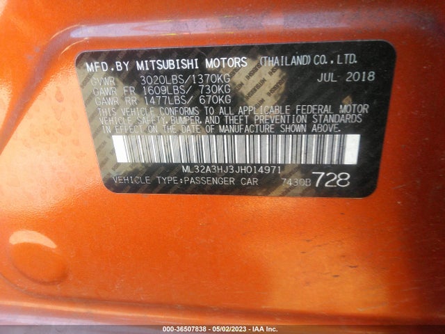 ML32A3HJ3JH014971 Mitsubishi MIRAGE ES