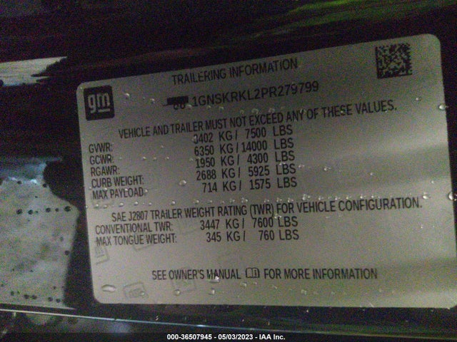 Chevrolet TAHOE RST 2023 1GNSKRKL2PR279799 Image 9