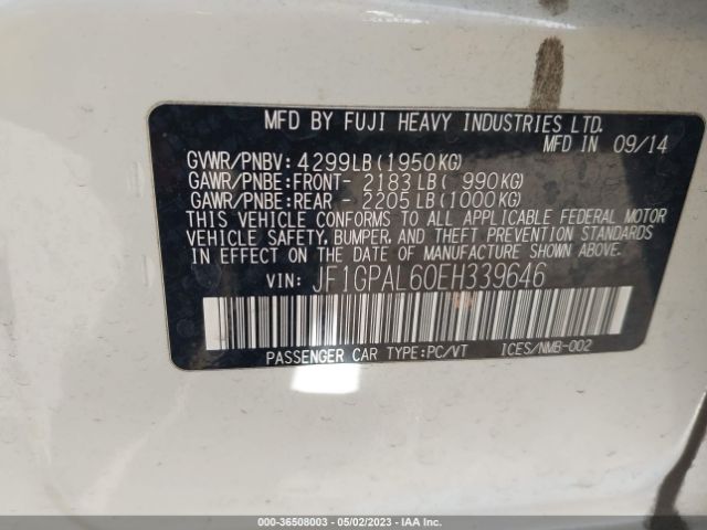 JF1GPAL60EH339646 Subaru Impreza Wagon 2.0i Sport Premium