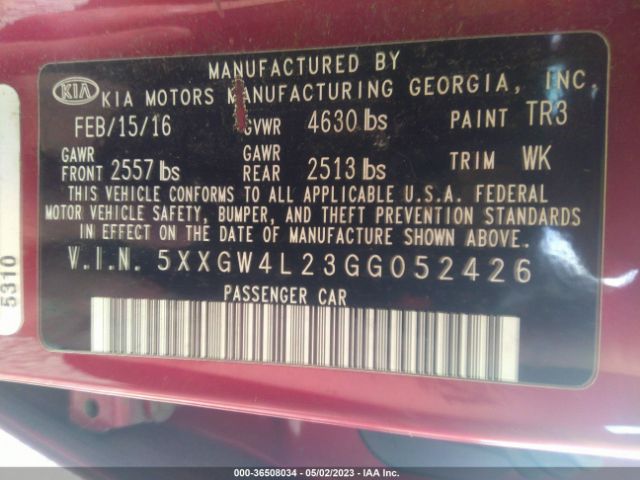 5XXGW4L23GG052426 KIA Optima Sx Turbo