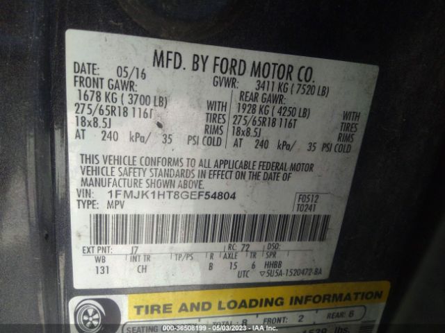 1FMJK1HT8GEF54804 Ford Expedition El Xlt/king Ranch