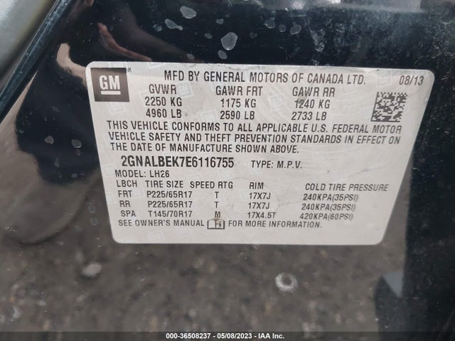 Chevrolet EQUINOX LT 2014 2GNALBEK7E6116755 Image 11