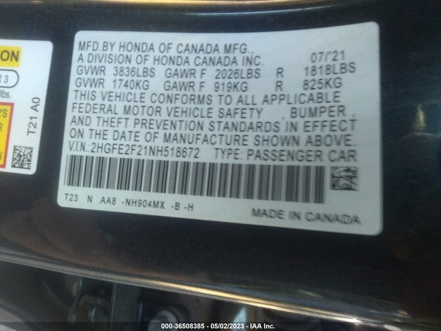 Honda Civic Sedan Lx 2022 2HGFE2F21NH518672 Image 10