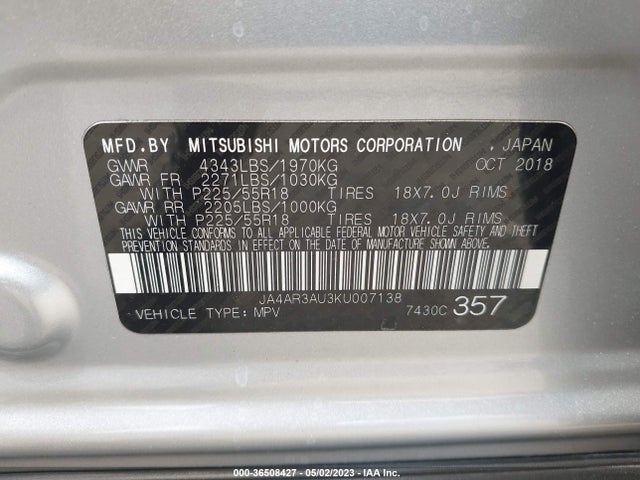 JA4AR3AU3KU007138 Mitsubishi Outlander Sport 2.0
