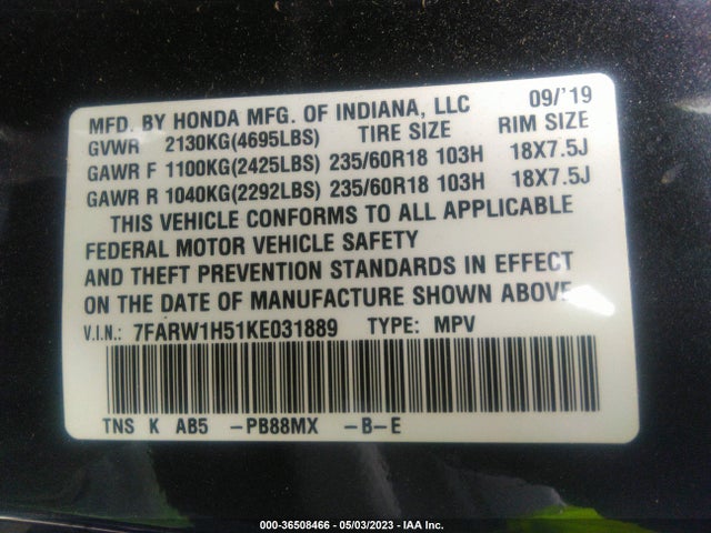 Honda CR-V EX 2019 7FARW1H51KE031889 Image 9