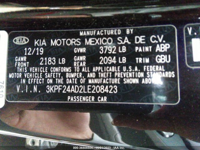 3KPF24AD2LE208423 KIA Forte Lxs