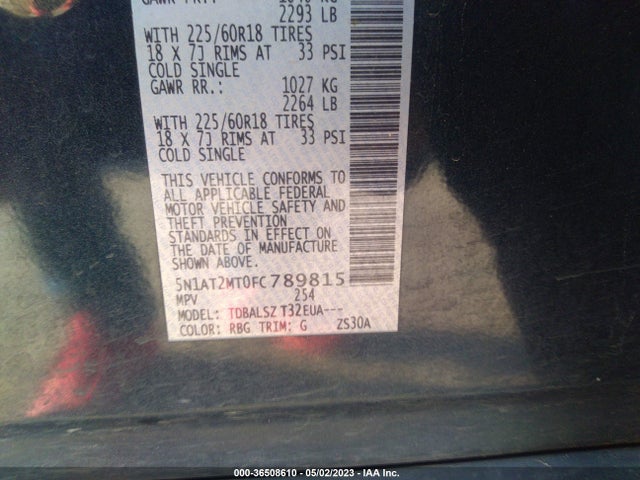 Nissan Rogue Sl 2015 5N1AT2MT0FC789815 Image 11