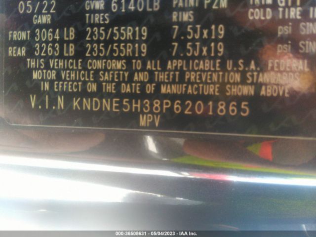 KNDNE5H38P6201865 KIA Carnival Sx
