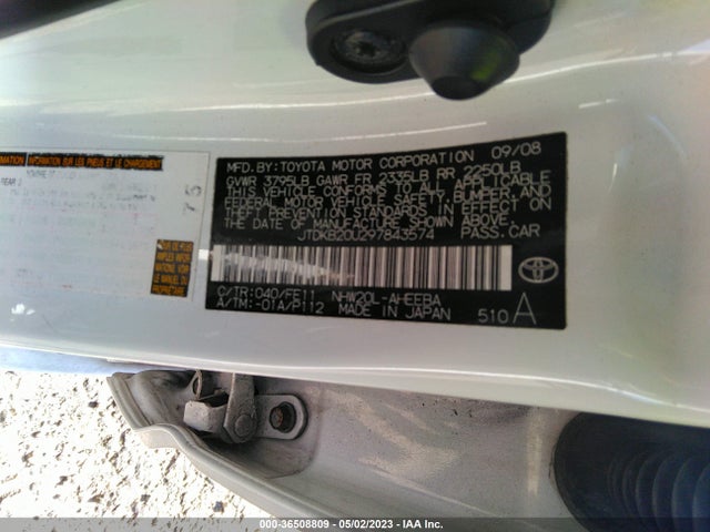 2009 TOYOTA PRIUS VIN: JTDKB20U297843574