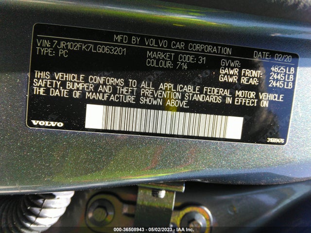 2020 Volvo S60, VIN: 7JR102FK7LG063201