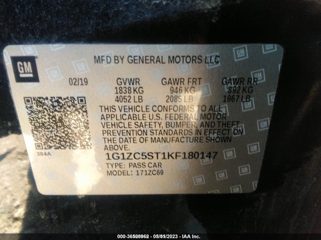 Chevrolet Malibu 1fl 2019 1G1ZC5ST1KF180147 Image 9