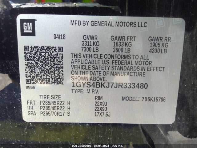 1GYS4BKJ7JR333480 Cadillac Escalade Luxury