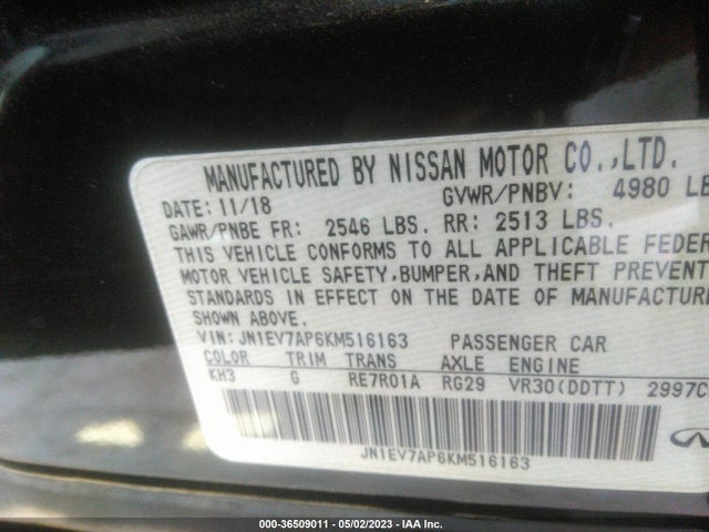JN1EV7AP6KM516163 Infiniti Q50 3.0t Luxe