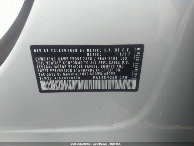 3VW2B7AJXJM260100 Volkswagen Jetta 1.4t S