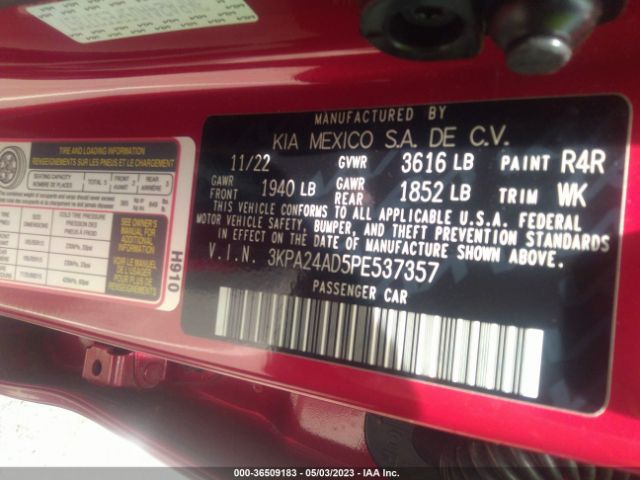 3KPA24AD5PE537357 KIA RIO S