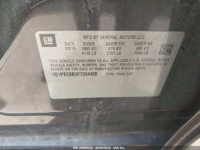 Chevrolet CRUZE LT 2015 1G1PE5SB3F7204408 Image 10