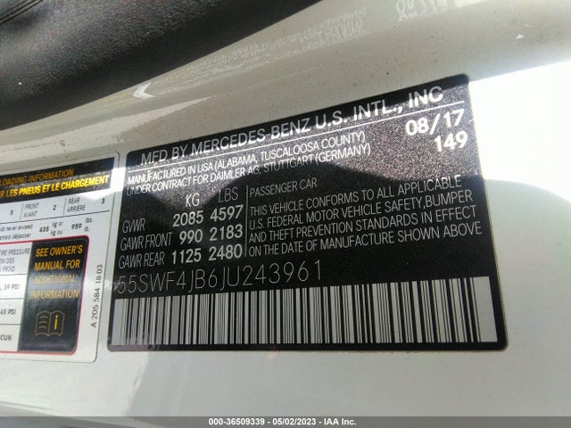 55SWF4JB6JU243961 Mercedes-Benz C-class C 300