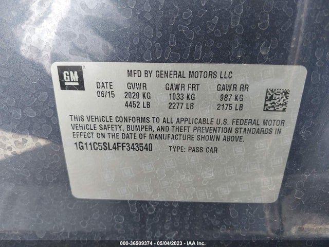 Chevrolet MALIBU LT 2015 1G11C5SL4FF343540 Image 9
