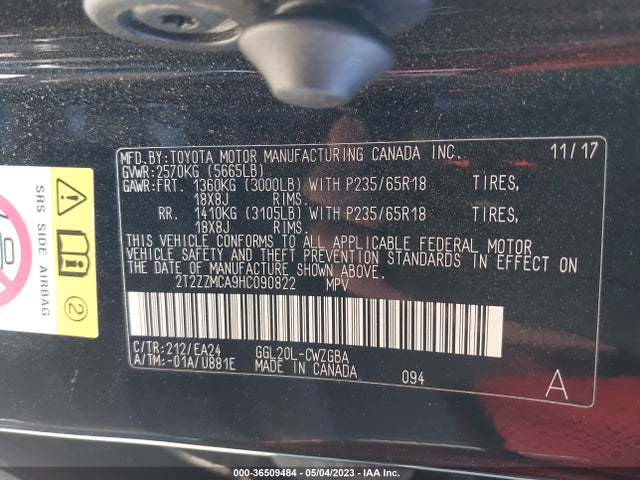 2017 Lexus RX, VIN: 2T2ZZMCA9HC090822