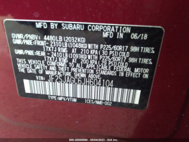 JF2SJAGC6JH604104 Subaru Forester Premium