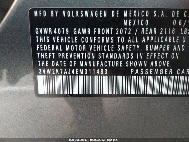 3VW2K7AJ4EM311483 Volkswagen Jetta Sedan S