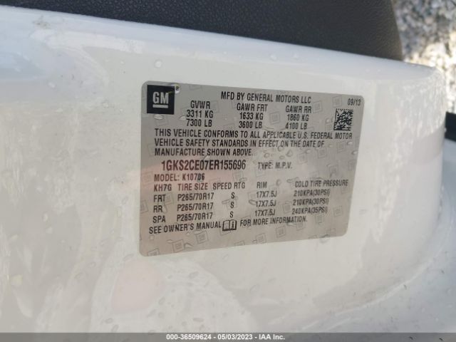 1GKS2CE07ER155696 GMC YUKON SLT