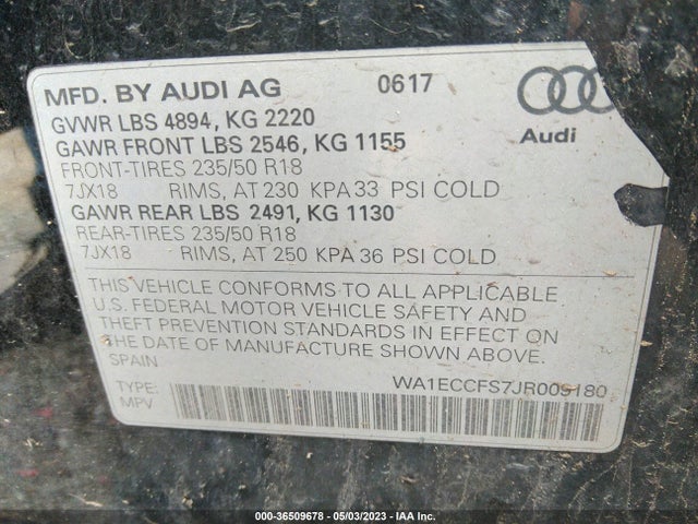 WA1ECCFS7JR009180 Audi Q3 Premium/sport Premium