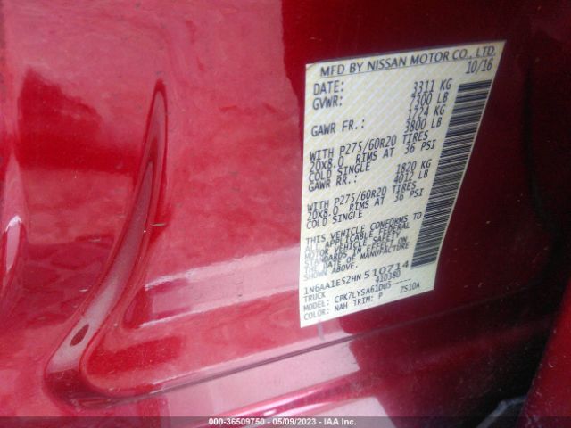 1N6AA1E52HN510714 Nissan Titan Platinum Reserve