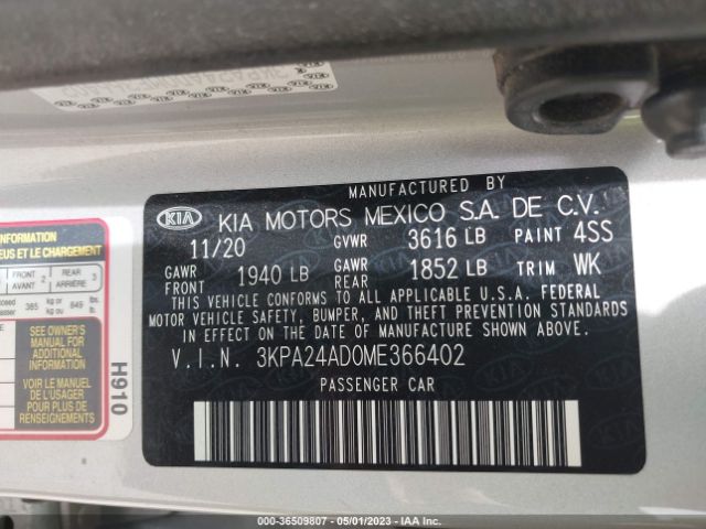3KPA24AD0ME366402 KIA RIO S