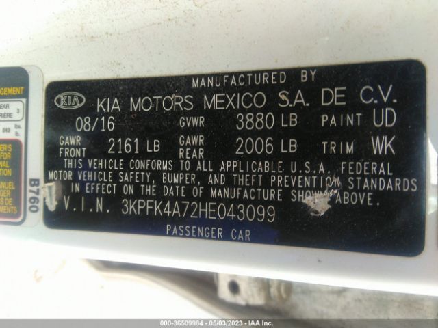 3KPFK4A72HE043099 KIA FORTE LX