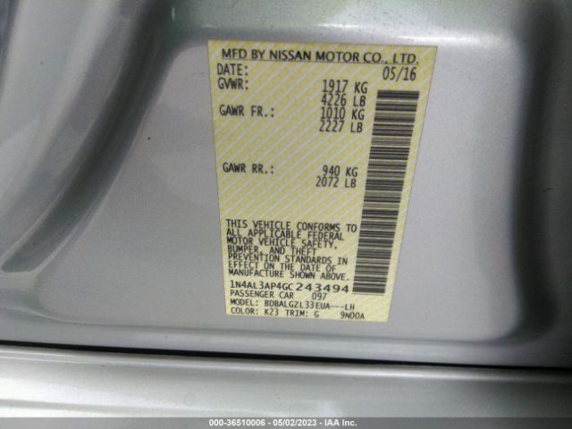 1N4AL3AP4GC243494 Nissan Altima 2.5 S