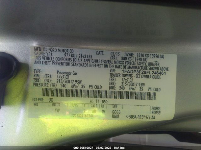 1FADP3F28FL246461 Ford FOCUS SE