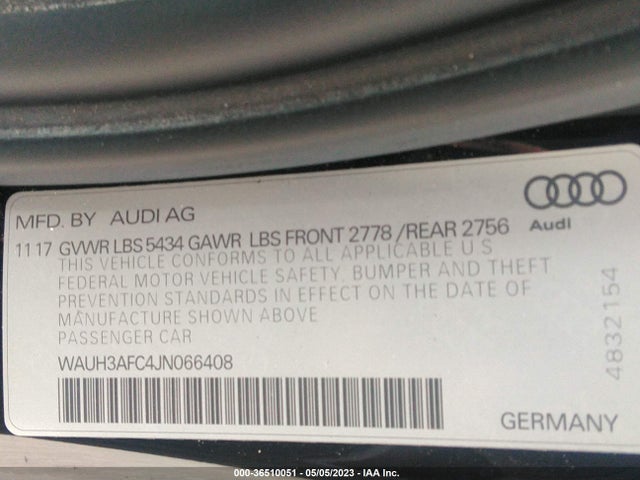WAUH3AFC4JN066408 Audi A6 Prestige