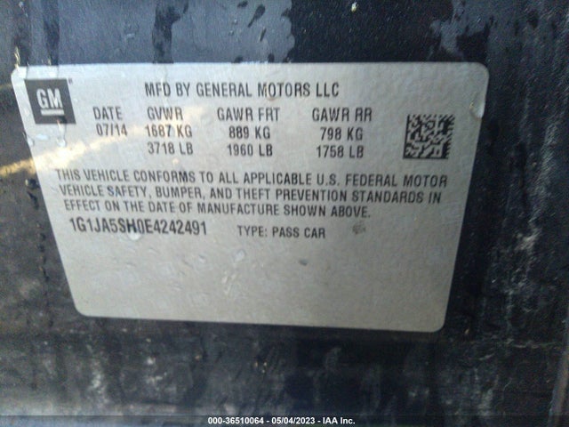 Chevrolet Sonic Ls Auto 2014 1G1JA5SH0E4242491 Image 9