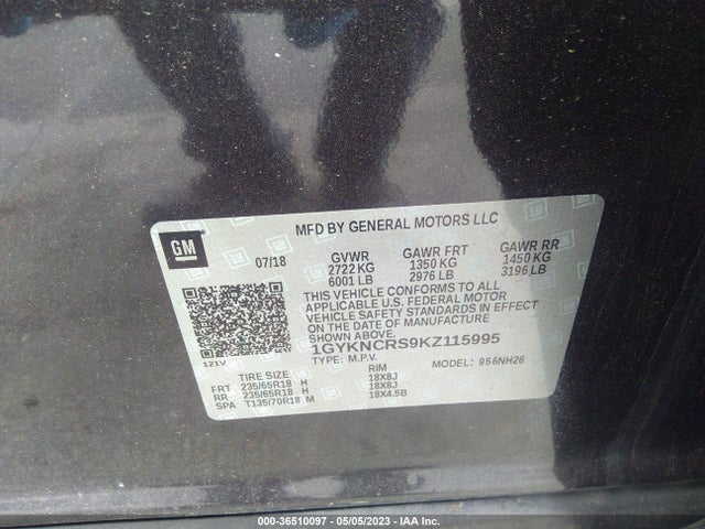 1GYKNCRS9KZ115995 Cadillac Xt5 Luxury Fwd