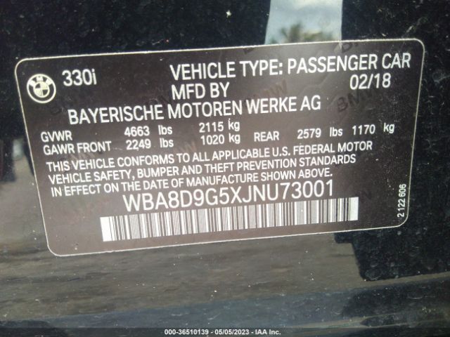 WBA8D9G5XJNU73001 BMW 3 Series 330i Xdrive