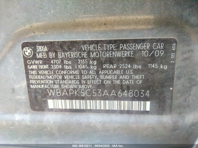 2010 BMW 3 SERIES 328I XDRIVE VIN: WBAPK5C53AA648034