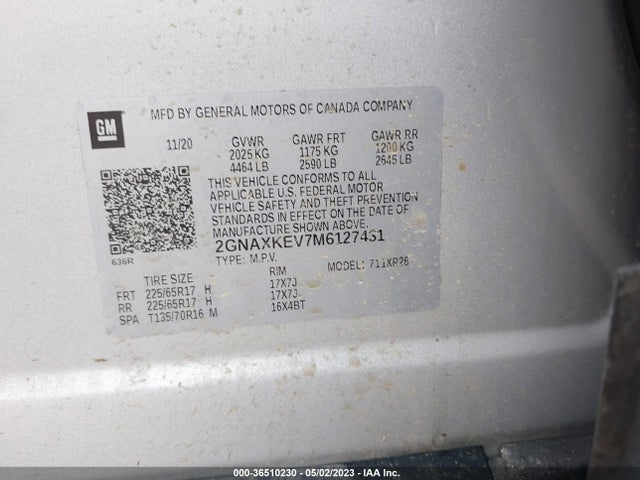 Chevrolet EQUINOX LT 2021 2GNAXKEV7M6127431 Image 10