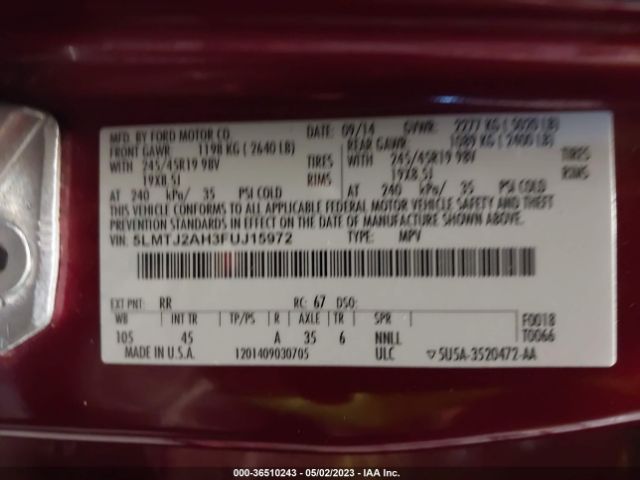 5LMTJ2AH3FUJ15972 Lincoln MKC