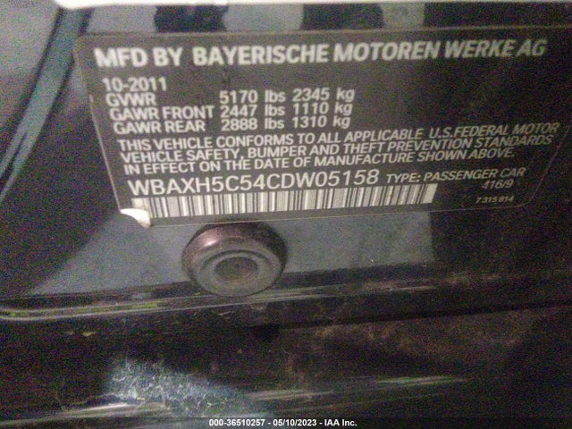 2012 BMW 5 SERIES 528I XDRIVE VIN: WBAXH5C54CDW05158