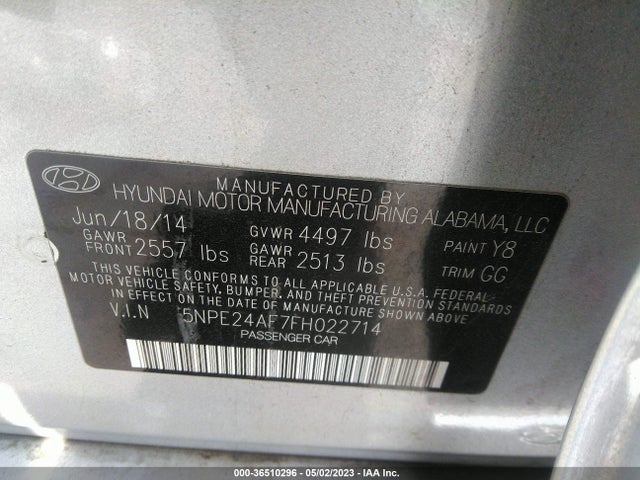 Hyundai Sonata 2.4l Se 2015 5NPE24AF7FH022714 Image 9