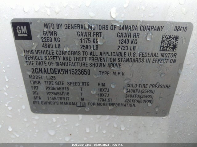 Chevrolet Equinox Premier 2017 2GNALDEK5H1523650 Image 9