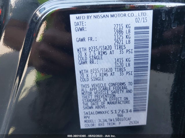 Infiniti QX60 2015 5N1AL0MNXFC517634 Image 11
