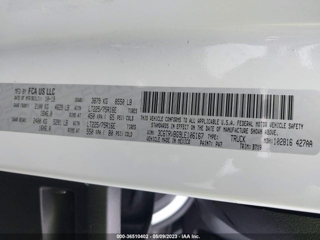 3C6TRVBG9LE106167 RAM Promaster Cargo Van