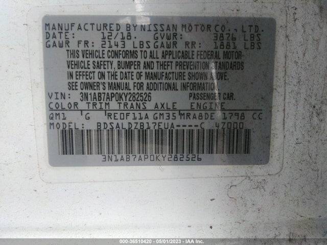 Nissan SENTRA SV 2019 3N1AB7AP0KY282526 Image 9
