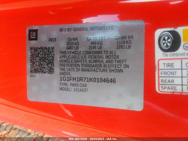 Chevrolet CAMARO 2SS 2019 1G1FH1R71K0104646 Image 9