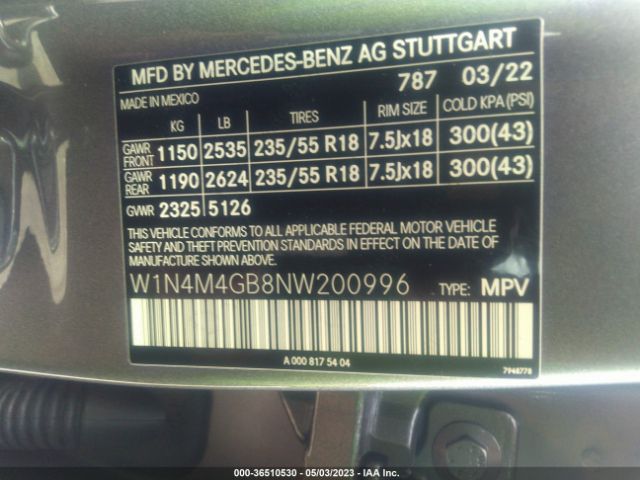 W1N4M4GB8NW200996 Mercedes-Benz Glb Glb 250